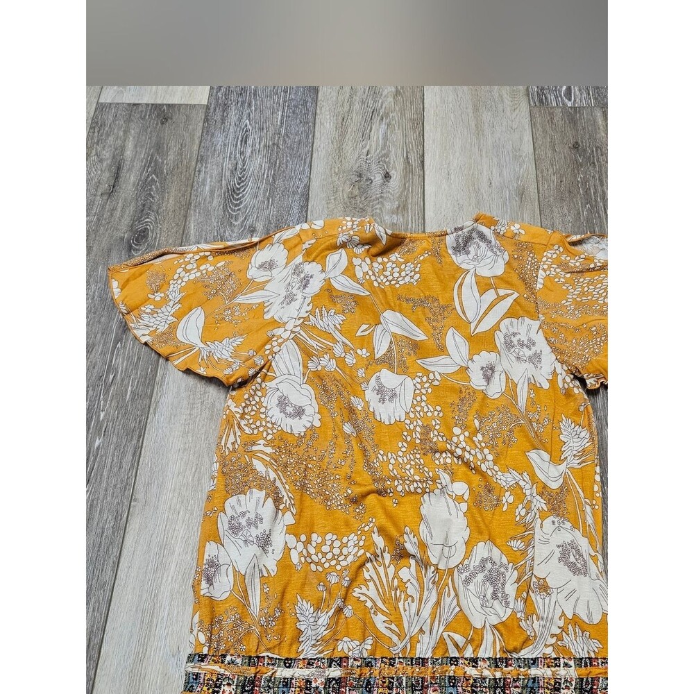 Anthropologie Tiny Floral Surplice V Neck Blouse Top Yellow Gold Women's Small - Picture 9 of 11